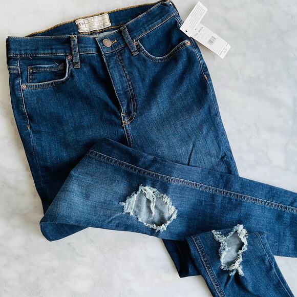 Free People Busted Skinny Jeans 27 Dark Distressed New Fall Winter - Picture 3 of 7